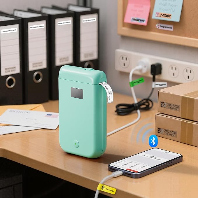 Label Maker, Bluetooth Label Makers Compatible with Phone, Label Maker Machine with Tape, Mini Label Maker for Family School, Label Machine with Lots of Style Templates Easy to Use