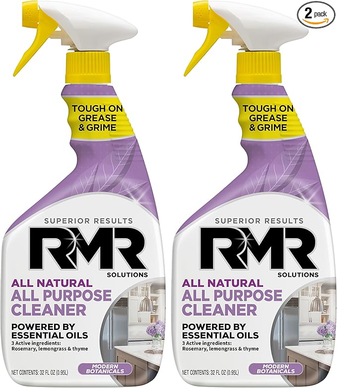 RMR All Natural All-Purpose Cleaner - Non-Toxic, Rinse-Free Multipurpose Cleaning Supplies, Biodegradable, Modern Botanical Scent, 32-Ounce Spray, 2 Pack