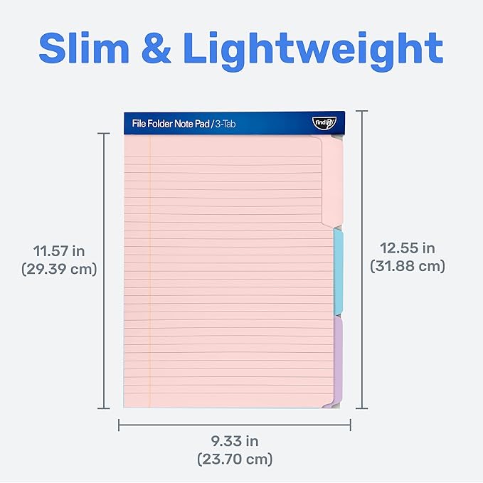 Find It File Folder Notepad - Pack of 12-9.5 x 12.5 Inch Notebook Organizer Folders for Filing, Document, and Clipboard Organization - Pastel