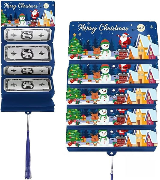 Christmas Cash Gift Envelopes 5 Slots, Christmas Cash Gift Envelopes，christmas Card Book with Tassel & Santa Card Supplies,2025 New Creative Cashs Surprise Envelope for Checks or Cards(StyleC,5pcs)