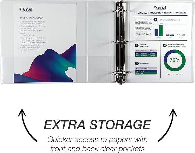 Samsill Durable 3 inch 3 Ring Binder, Made in USA, D Ring Binder, FSC 100% Recycled Chipboard, White, 12 Pack