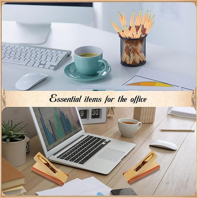 Outus 6 Sets Wooden Ballpoint Pen Appreciation Thank You Gifts with Business Pen Case Display, Personalized Handmade Wooden Writing Gifts Set for Journaling Signature Employee School Office Supplies