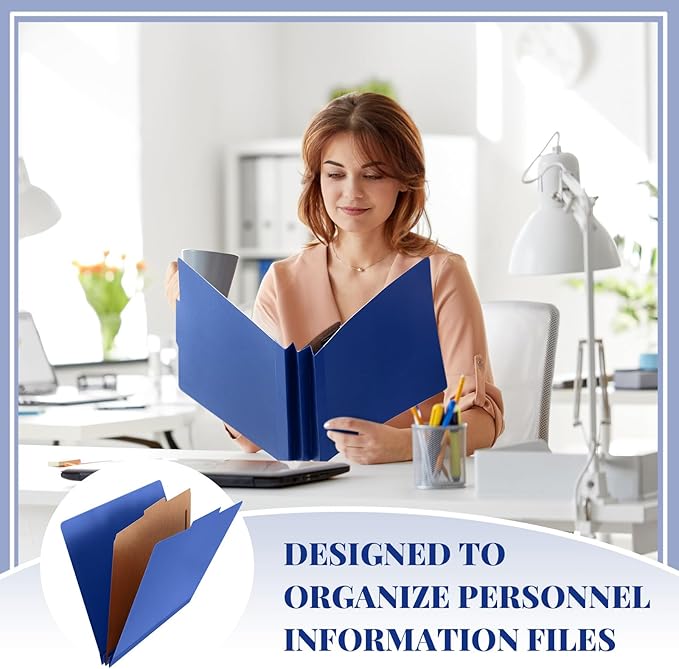 Skyygemm 72 Pcs Classification Folders Letter Size, 1 Divider Pressboard File Folder with Fasteners, Expanding File Organizer Bulk for Teachers, Clergy, Office, Church, Christmas Donations (Dark Blue)