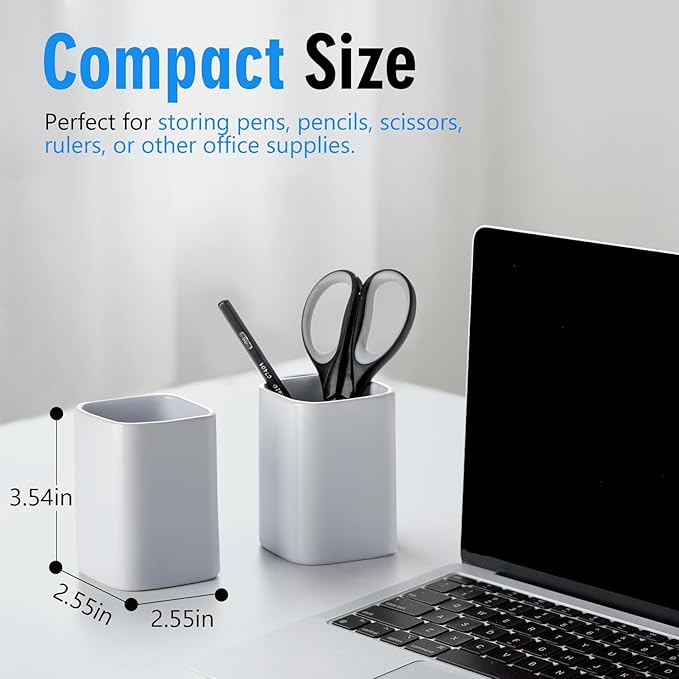 Pen Holder, 2 Pack Pencil Holder for Desk ,Ceramic Pencil Cup Desk Organizer, Makeup Brush Holder Cute, Stationery Accessories for Office, School, Home (Matte white)