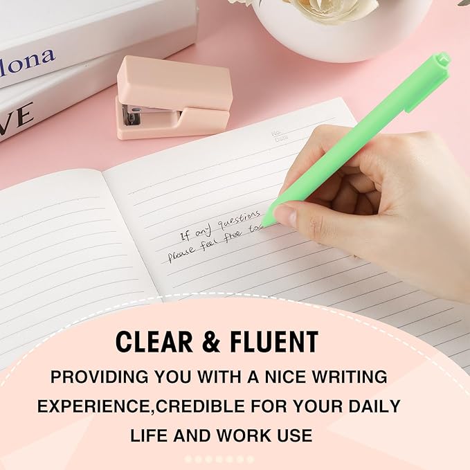 Teling 100 Pcs Ballpoint Pens Retractable Comfortable Cute Stylish Writing Pens in Medium Point 1.0 mm for Office Supplies(Light Green)