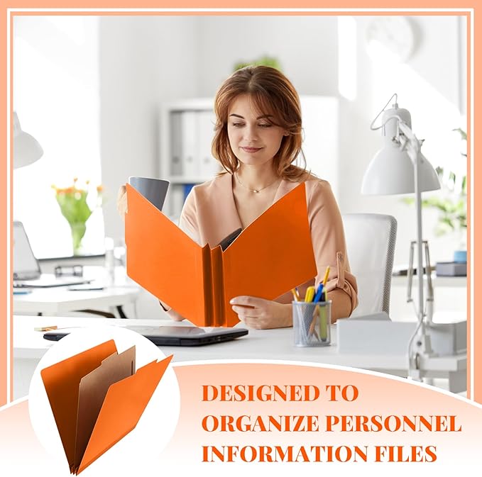 Skyygemm 48 Pcs Classification Folders Letter Size, 1 Divider Pressboard File Folder with Fasteners, Expanding File Organizer Bulk for Teachers, Clergy, Office, Church, Christmas Donations (Orange)