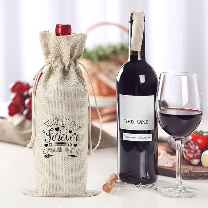 Funny Teacher Retirement Gifts for Woman Men Happy Retirement Party Decorations Retired Leaving Gifts for Teacher Teacher Appreciation Gifts Teacher Wine Bag