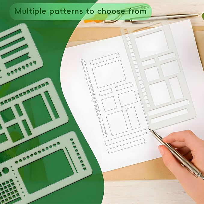 Handmade Flexible Record Template,Handmade Flexible Planner Stencils,Planner Stencils,Flexible Drawing and Checklist Templates,Planner Stencil Set Compatible with Coils Discs and Rings (A Type*1 Set)
