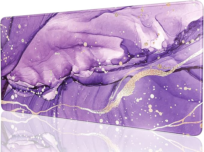 Desk Mat, 32" x 16" XXL Extended Large Gaming Mouse Pad, Desktop Decor Desk Pad, Cute Men Women Office Supplies and Accessories, XL Mouse Mat for Laptop & Keyboard, Purple Marble