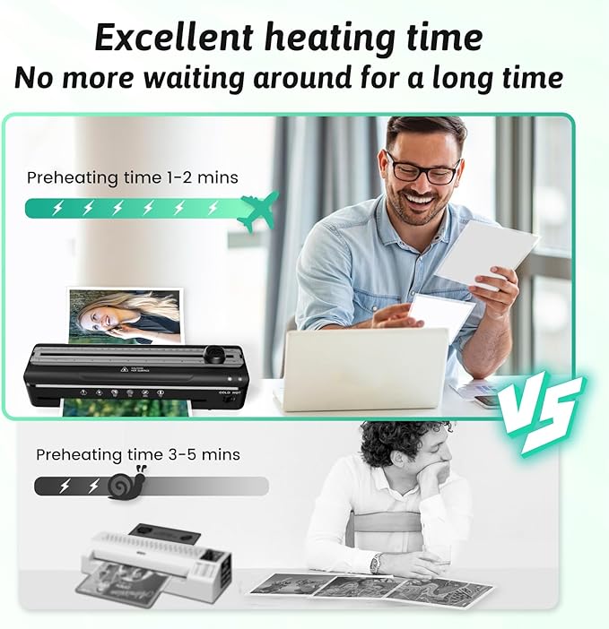 Laminator Machine 9 Inch Laminating Machine - A4 Cold Thermal Laminator Machine with Laminating Sheets, 8.5 x11 Personal Laminators for Teachers 90s Warm up, A4/A5/A6 Laminators for School Home