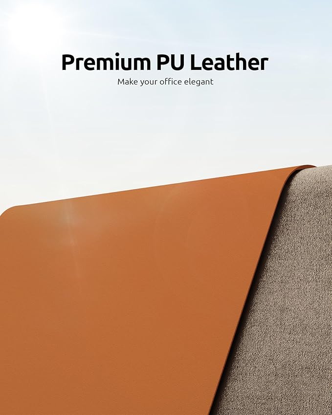 YSAGi Desk Pad Protector, Large Mouse Mat, Non-Slip PU Leather Waterproof Laptop Desk Blotter/ Writing Pad for Office and Home (23.6" x 13.8", Brown)