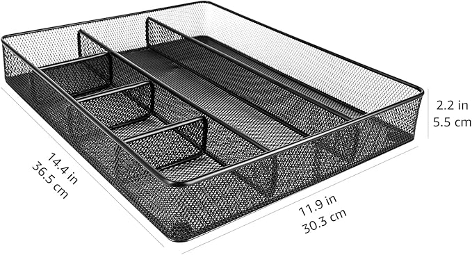 Amazon Basics Mesh Drawer Organizer, Black, Pack of 4