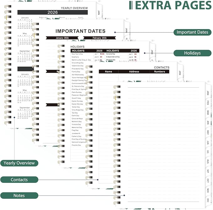 2026 Planner, Weekly and Monthly Calendar Agenda Book, Jan 2026 - Dec 2026, Hardcover Planning Academic Planner for Office School Supplies and Desk Accessories - Letter Size (8.5'' x 11'')