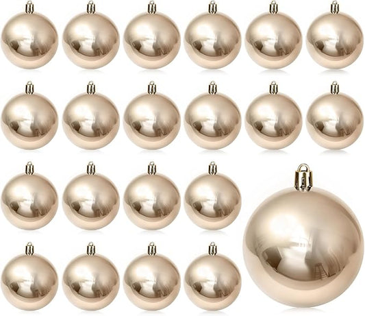40 Pcs Christmas Ball Ornaments 4 Inch UV Resistant and Waterproof Shatterproof Shiny Plastic Christmas Tree Hanging Ornaments Decoration for Indoor Outdoor Holiday Party(Champagne Gold)