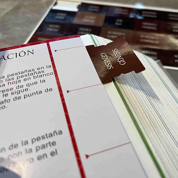 Spanish Laminated Bible Tabs, pestañas para biblia en español, Reposition Large Print Stickers, Easy to Read and Apply Bible Tabs for Women and Man- Earthy Brown Spanish
