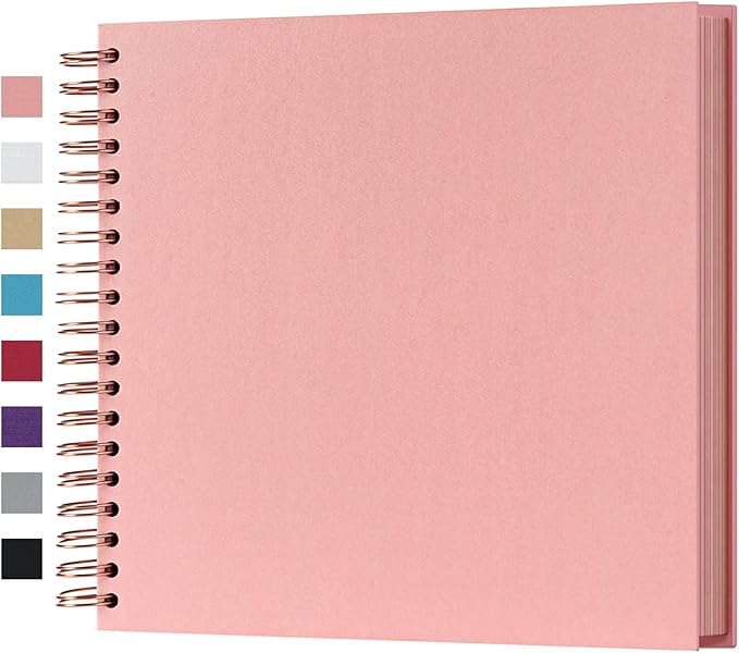potricher 10 x 10 Inch DIY Scrapbook Photo Album 80 Pages Thick Kraft Blank Pink Paper Memory Book for Wedding and Anniversary Family (Pink, 10 Inch)