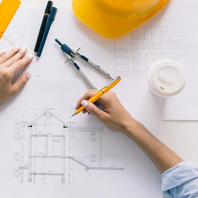 ZenZoi Yellow Mechanical Pencil w/Schmidt 0.7 mm Twist Lead System. Elegant Full Metal Pencil for Sketching, Drawing, Drafting, Writing & Note Taking. Luxury Gift Box for Men or Women