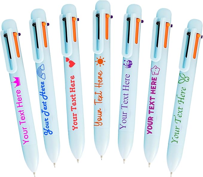 Personalized Multicolor Ballpoint Pen Bulk Custom 6-In-1 Pens with Name Logo Customized Color Pen Boys Girls Teacher Business Gift Blue_700PC