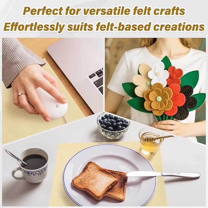 XSEINO 13 Rolls Khaki Felt Fabric,8"x35"(20.5x90cm) 1.4mm Thick Soft Felt Fabric Sheet for Crafts,Khaki Series Colors Soft Nonwoven Fabric,Fit for Decoration, Sewing, DIY Crafts