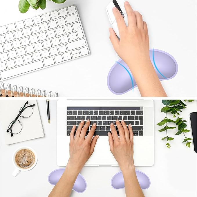 Dapesuom Mouse Wrist Rest, Ergonomic Memory Foam Mouse Wrist for Computer Desk Mats Support, PU Leather Hand Rest Pad Cushion for Gaming, Laptop, Men, Women, Pain Relief & Easy Typing, Vanilla Purple