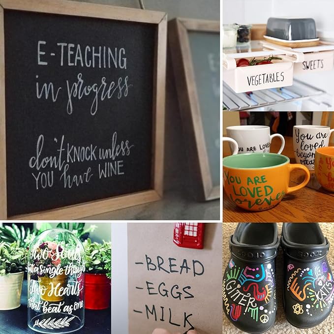 Overseas White Paint Pens Permanent Markers 24 Pcs, Oil Based Paint Markers Set, Quick Drying, Waterproof, Medium Tip Marker Pens for Metal, Rock, Wood, Plastic, Canvas, Glass, Stone, Rubber, Paper