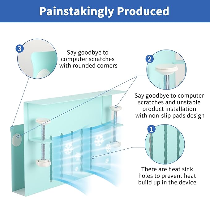 LUKETURE Desk Side Storage, Steel Side Desk Organizer, No Drill Laptop Holder, Clamp on Laptop Mount with Pen Holder, Table Hanging Storage for Home Office, Fits Flat Edge Tables 0.3" to 2.8"