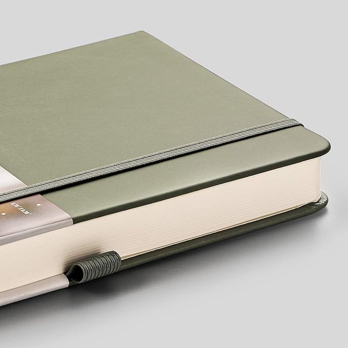 EMSHOI Dotted Notebook - 256 Pages A5 Dotted Grid Journal Notebook,120gsm Thick Paper,16 Perforated Pages, Smooth PU Leather, Inner Pocket,5.75'' × 8.38''-Green