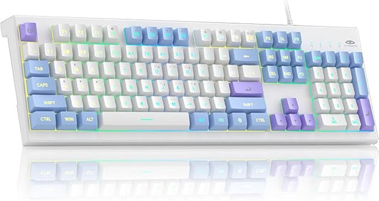 MageGee Creamy Keyboards,K2 Classic Keyboard Wired RGB Backlit 104 Keys Waterproof Ergonomic Keyboard,PC Keyboards for PC/loptop/MAC - Lris Violet