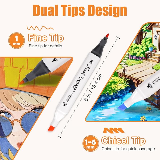 80 Colors Alcohol Markers with Free App, Chisel Tip and Fine Tip, Dual Tip Alcohol-Based Marker set for Artist Adults, Art Markers for Painting, Coloring, Sketching and Drawing,Great Gift Idea