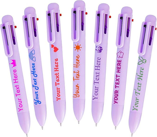 Personalized Multicolor Ballpoint Pen Bulk Custom 6-In-1 Pens with Name Logo Customized Color Pen Boys Girls Teacher Business Gift Lpurple_700PC