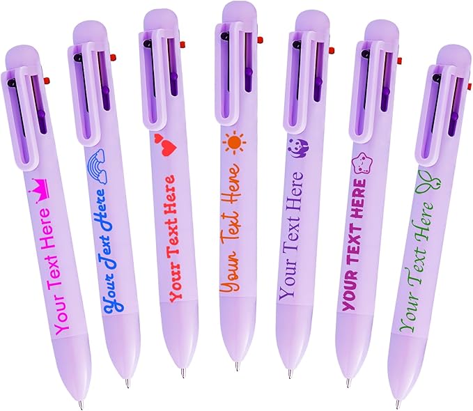 Personalized Multicolor Ballpoint Pen Bulk Custom 6-In-1 Pens with Name Logo Customized Color Pen Boys Girls Teacher Business Gift Lpurple_28PC