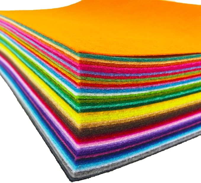 flic-flac 48PCS 8 x 8 inches (20 x 20cm) Assorted Color Felt Fabric Sheets Patchwork Sewing DIY Craft 1mm Thick … (20cm * 20cm, 48pcs)