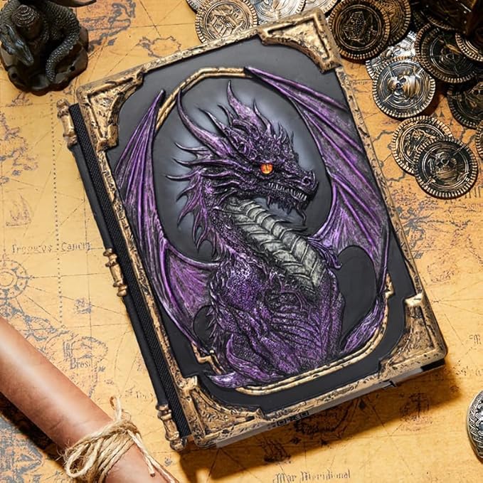 3D relief design notebook Stereo Notepad with Dragon Relief and Vintage Cover, sketchbooks, school supplies，office supplies，journal - Perfect for Writing, Drawing, and as a Birthday or Halloween, Christmas Gift