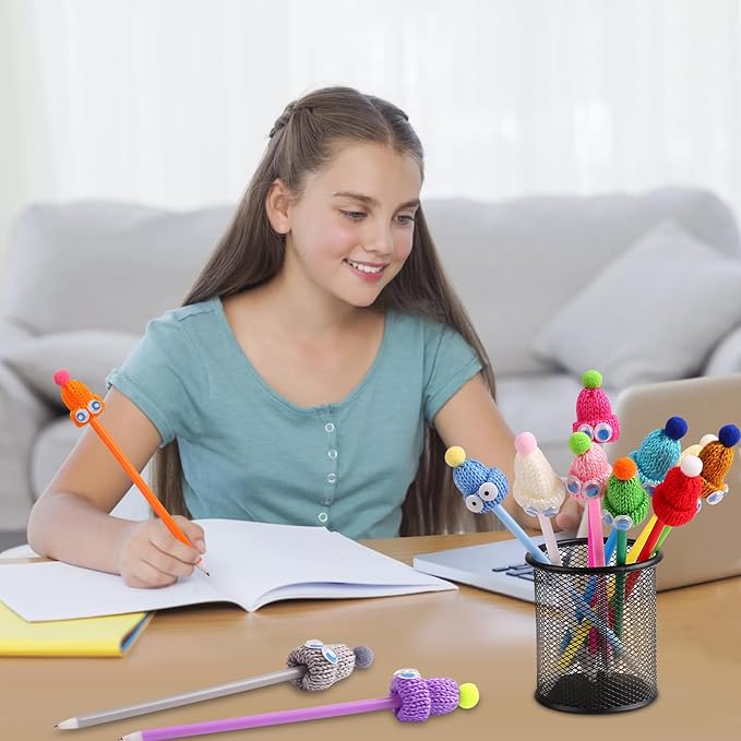 12 Pack Cute Doll Hat Pens, 12 Color Ballpoint Pens with Black Ink, Fun Cartoon Writing Pens for School Supplies, Party Favors, Christmas Gifts, Office & Stationery