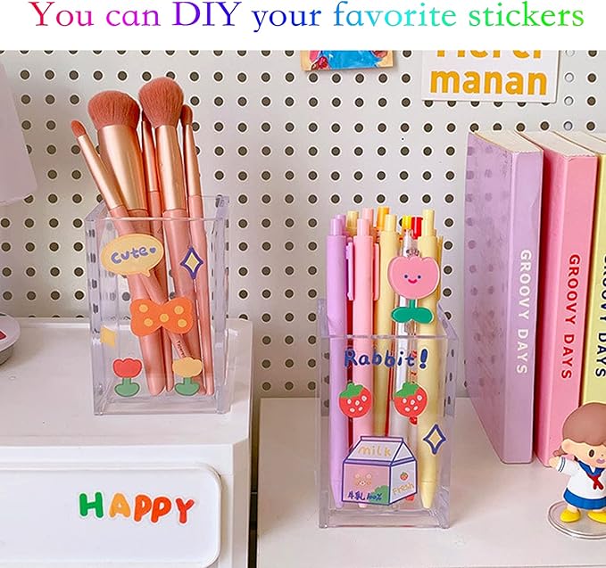 Acrylic Pen Holder,6 Pack Acrylic Pen Holder Clear Acrylic Pencil Pen Holder Cup Acrylic Pencil Cup Pencil Holder Clear Pen Holder Pencil Organizer Pen Holder Container for Office Desk Accessory