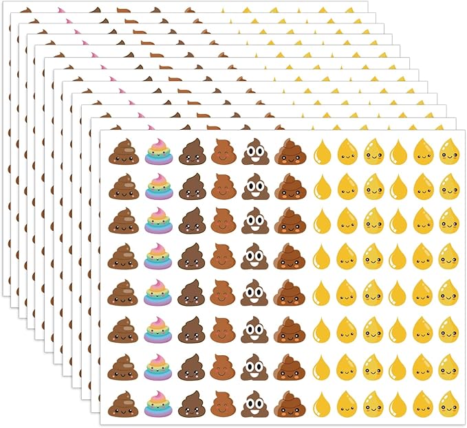 1150 Pieces Poop Pee Stickers for Potty Training, Poop Pee Sticker Party Favor Decorations Teachers Journal Scrapbooking Kids Party Supplies(pee12)