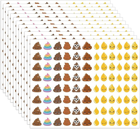 1150 Pieces Poop Pee Stickers for Potty Training, Poop Pee Sticker Party Favor Decorations Teachers Journal Scrapbooking Kids Party Supplies(pee12)