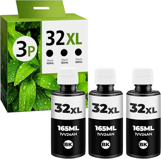 32XL Black Ink Bottle Set, Smart Tank 7602 5101 651 6001 5000 Ink Refill Compatible with HP 32XL Black Ink Bottle Set for Smart Tank 5101 7602 651 5000 5103 6001 7301 7302 7001 5102 7006 7002 Printer