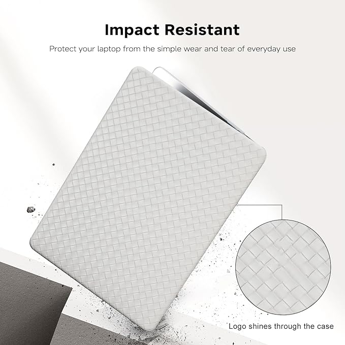 Woven Case Compatible with MacBook Air 13.6 inch 2022-2025 M4 A3240 M3 A3113 M2 A2681,for Mac Air 13+ Sturdy Protective Leather Woven Textured Case&Keyboard Cover for Mac 13 M4 Weave,Boho White