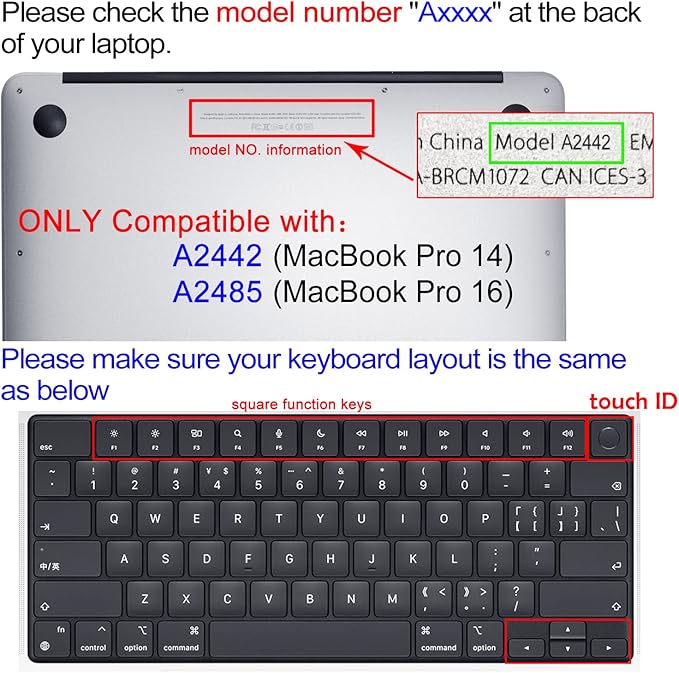 Keyboard Cover Skin for 2021-2024 MacBook Pro 14/16 (A2442 A2485 A3112 A3401 A3403 A2992 A2779 A2780 A2991 A2918 M1/M2/M3 M4) & MacBook Air 13.6''/15'' (A2681 A3113 A2941 A3114),Rose