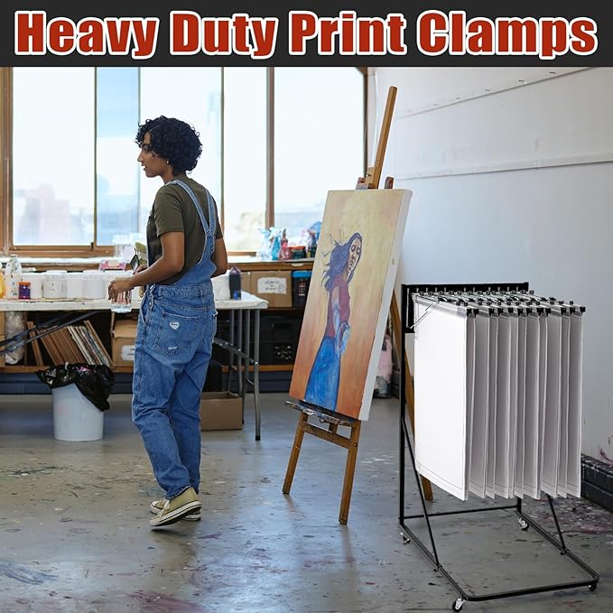 Estune Blueprint Hanging Clamps Binding Strips Storage for Construction Paper Poster Plans Drawings Arts (12, 30 Inches)