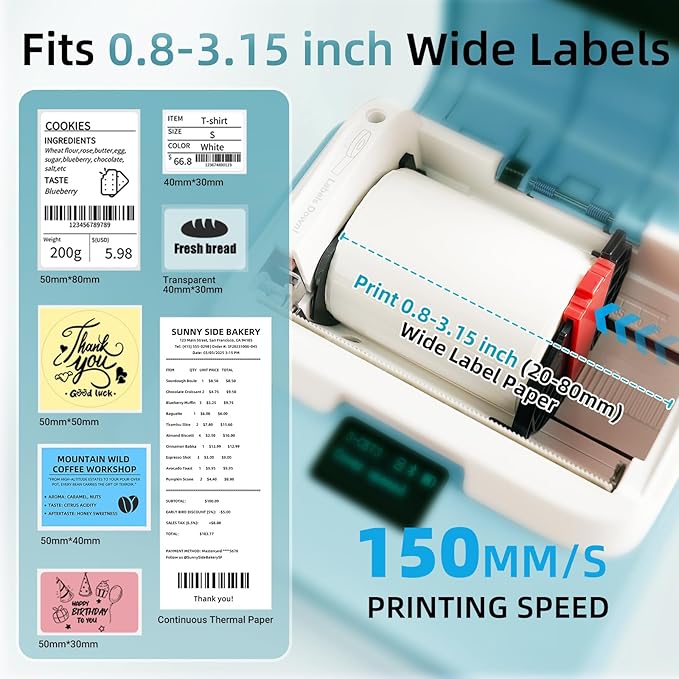 ORGSTA Label Maker Machine with Tape, T003 Thermal Label Maker, 2 Inch Bluetooth Label Printer Compatible with Phone & PC, Sticker Printer Barcode Thermal Maker for Small Business, Home, School