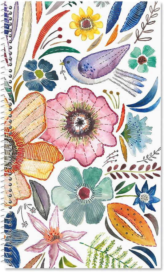 Current Embroidered Florals Password & PIN Keeper Book, 94 Pages, 5” x 8.5” Size Spiral Bound, Soft Cover Internet Organizer for Offline Website, Login, & Username Storage