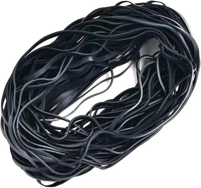 AMUU Rubber Bands Large Black 50 Pack 8inches Rubbers Bands for Trash Cans Elastic Rubber Bands for Office Supplies Folders Cat Litter Box