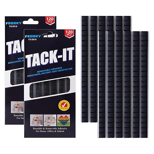 Feosky Adhesive Poster Sticky Tack Putty, Reusable and Removable Adhesive Putty, Mounting Putty for displaying Wall Paintings, Picture, Decoration, Crafts (Black, Pack of 2)