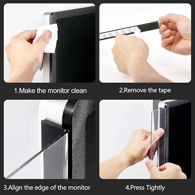 2 Pcs Large Computer Monitor Memo Board for No Edge Monitors,13.6 X 3.6 Inch Monitor Sticky Note Holder Computer Monitor Message Board for Frameless Monitors