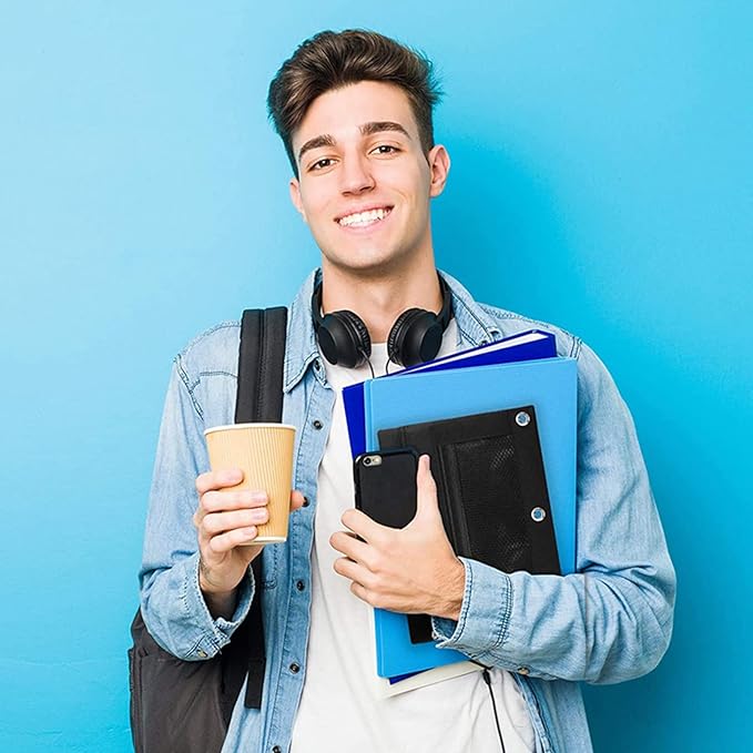 Pencil Pouch 3 Ring, Zipper Pencil Pouches Case Binder Cosmetic Bag Black 2 Pack