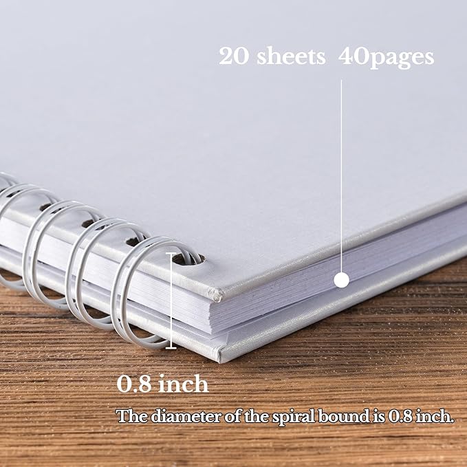 potricher 8 x 8 Inch DIY Scrapbook Album 40 Pages Hardcover Kraft Paper Scrap Book Photo Albums Memory Book for Wedding and Anniversary Family (White, 8 Inch)