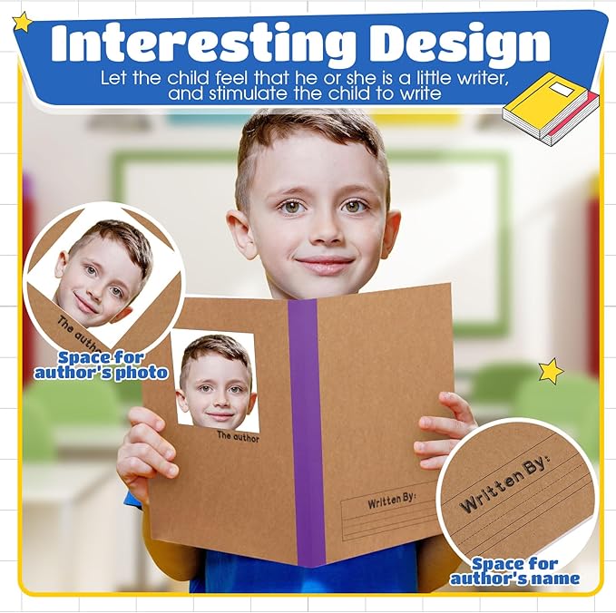 Henoyso 40 Pcs Primary Composition Notebook 9 3/4 x 7 1/2 Inch Kids Journal, Back to School Supplies, K-2 Primary Writing Notebook for Kids Student Draw and Write Story Journal (4 Color)