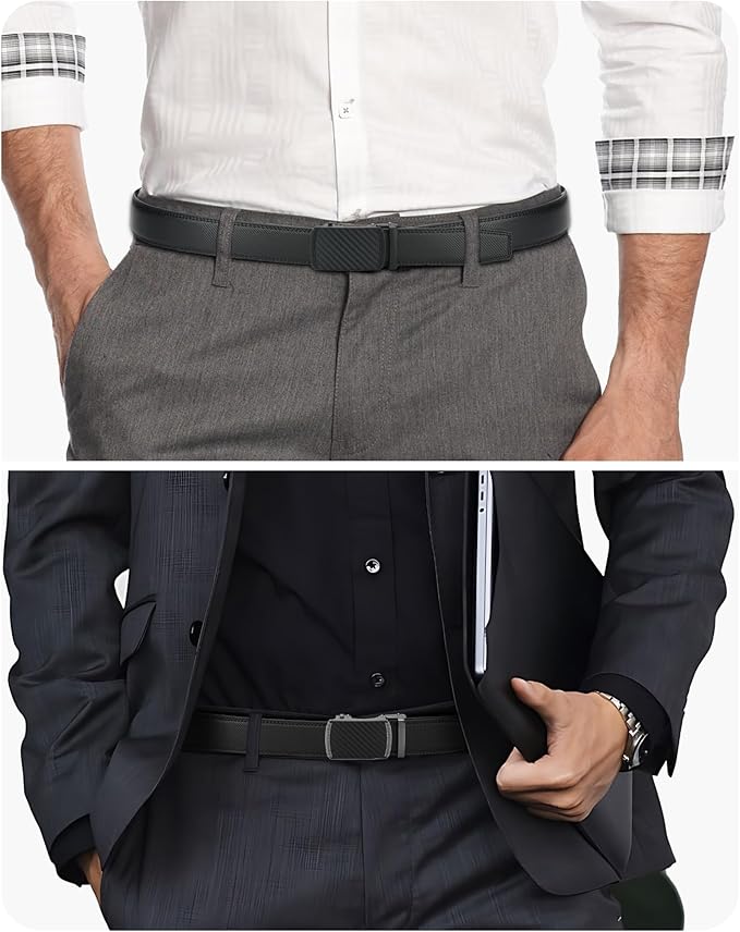 CHAOREN Leather Ratchet Belt Men 2 Pack - Customizable Fit, Effortless Style (35mm)